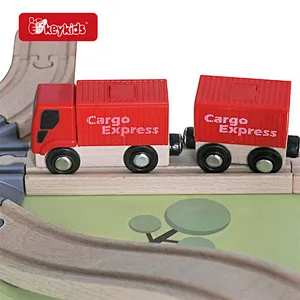 104pcs Double Sided Engineering Train Track Toys Wooden Train Set for Toddler W04C255