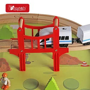 104pcs Double Sided Engineering Train Track Toys Wooden Train Set for Toddler W04C255